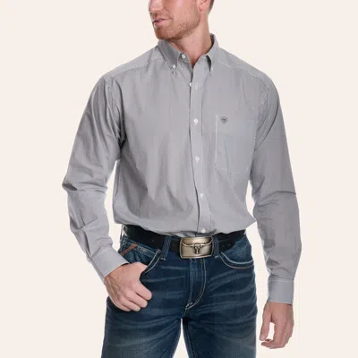 Ariat Men's Pewter Stripe Print Long Sleeve Western Shirt In Gray
