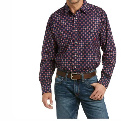 Ariat Men's Piero Western Shirt In Old Navy In Blue