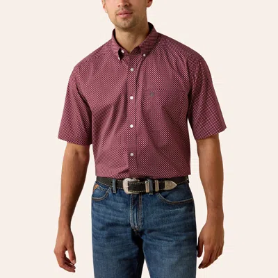 Ariat Men's Pippin Burgundy Geo Print Shirt In Pink