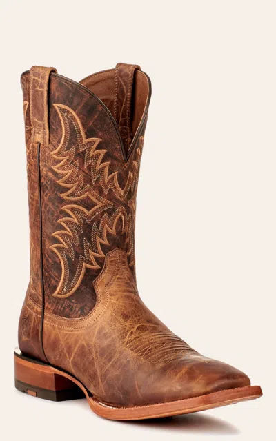 Ariat Men's Point Ryder Dry Creek Tan With Burnt Brown Wide Square Toe Cowboy Boots In Animal Print