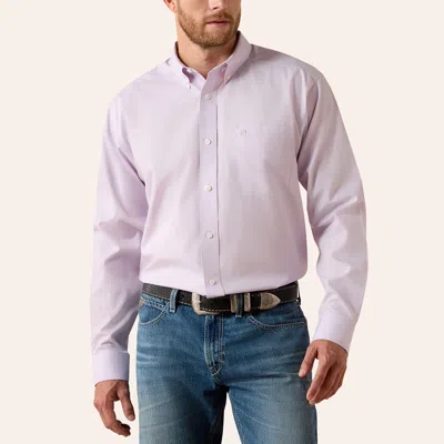 Ariat Men's Purple Wrinkle Free Long Sleeve Pinpoint Shirt In Pink