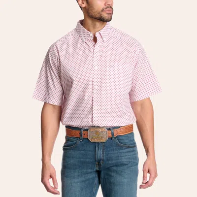Ariat Men's Quadry Red Geo Print Shirt In Pink