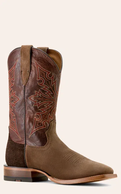 Ariat Men's Ranch Suede Hickory Smoke Gritty Wide Square Toe Boots In Multi