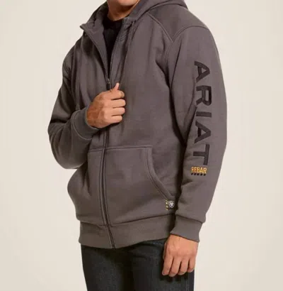 Ariat Men's Rebar All Weather Team Full Zip Hoodie In Grey/black In Gray