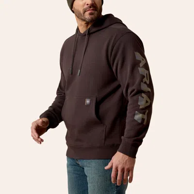 Ariat Men's Rebar Brown Logo Graphic Lightweight Hoodie