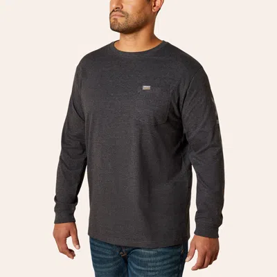 Ariat Men's Rebar Cotton Strong Charcoal Heather Logo T-shirt In Black