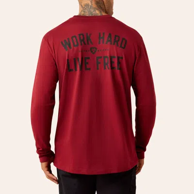 Ariat Men's Rebar Cotton Strong Red Whlf Graphic Long Sleeve T-shirt