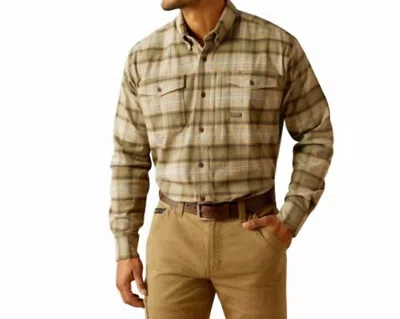 Ariat Men's Rebar Deep Lichen Shirt In Brown
