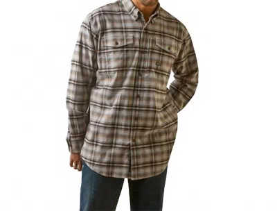 Ariat Men's Rebar Durastretch Flannel Work Shirt In Alloy In Gray