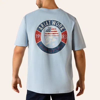 Ariat Men's Rebar Dusty Blue American Flag Skull Graphic T-shirt