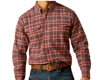 Ariat Men's Rebar Flannel Durastretch Work Shirt In Burnt Henna In Multi