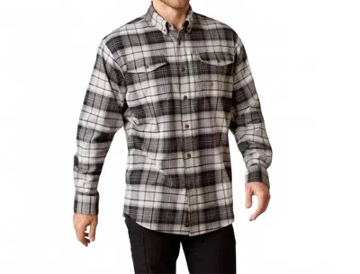 Ariat Rebar Durastretch Flannel Work Shirt In Charcoal In Multi