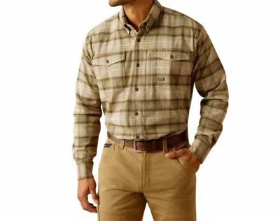 Ariat Rebar Durastretch Work Flannel Shirt In Deep Lichen In Multi