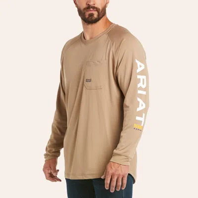 Ariat Men's Rebar Heat Fighter Khaki Long Sleeve T-shirt In Brown