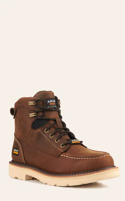 Ariat Men's Rebar Lift Distressed Brown H20 Smartlite Round Toe Lace Up Work Boots