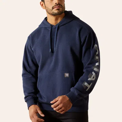 Ariat Men's Rebar Lightweight Logo Navy Hoodie In Blue