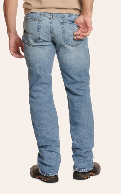 Ariat Men's Rebar M4 Light Wash Dura Stretch Boot Cut Work Jeans In Blue