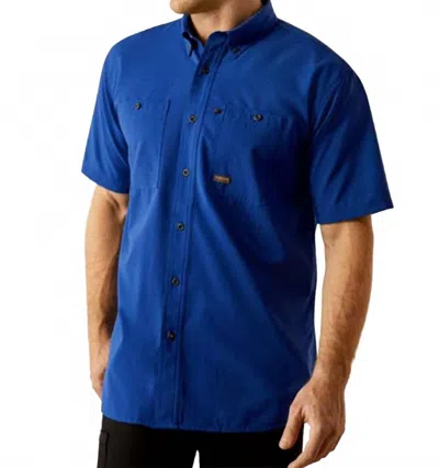 Ariat Men's Rebar Made Tough Airflow Short Sleeve Work Shirt In Sodalite Blue