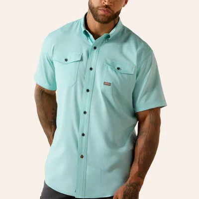 Ariat Men's Rebar Made Tough Aqua Venttek Durastretch Shirt In Blue