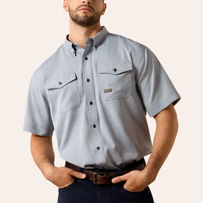 Ariat Men's Rebar Made Tough Blue Micro Check Print Venttek Durastretch Shirt