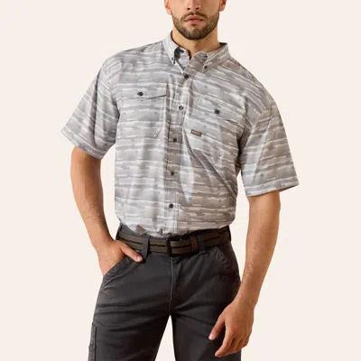 Ariat Men's Rebar Made Tough Cement Camo Venttek Durastretch Shirt In Gray