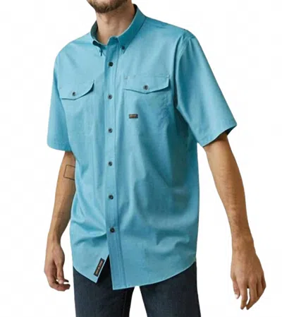 Ariat Men's Rebar Made Tough Venttek Durastretch Work Shirt In Caribbean Blue