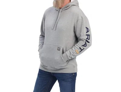 Ariat Men's Rebar Sleeve Logo Hoodie In Heather Grey In Gray
