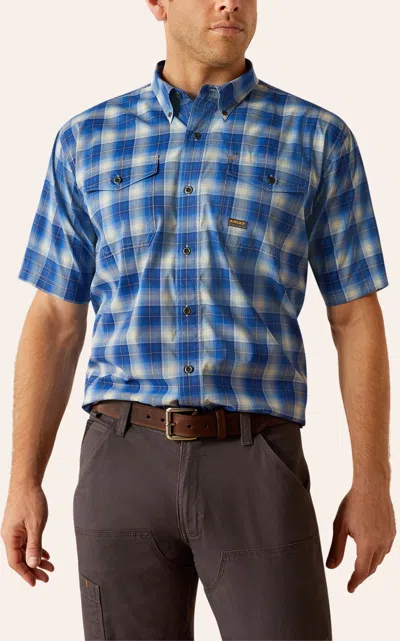 Ariat Men's Rebar Venttek Royal Blue Plaid Work Shirt