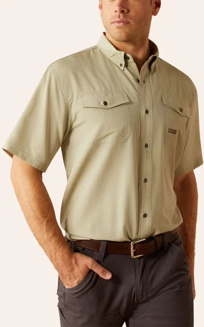 Ariat Men's Rebar Venttek Sage Check Print Vented Work Shirt In Green