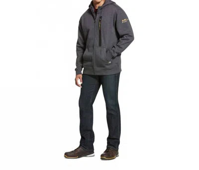 Ariat Men's Rebar Workman Full Zip Hoodie In Charcoal In Gray