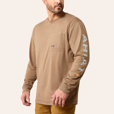 Ariat Men's Rebar Workman Tan Logo Graphic Long Sleeve T-shirt