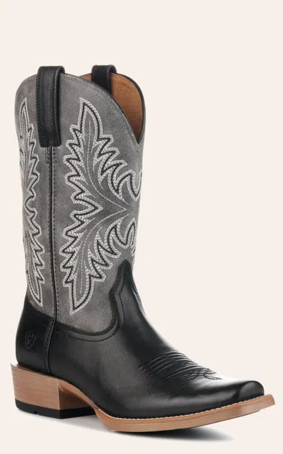 Ariat Men's Renegade Black And Titanium Bantamweight Punchy Square Toe Cowboy Boots