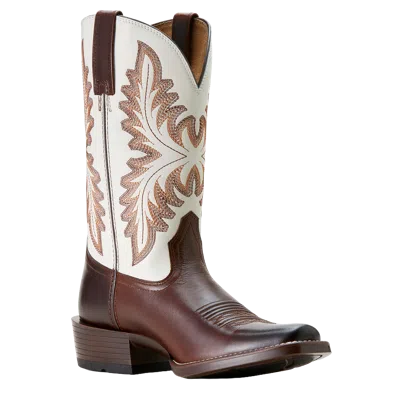 Pre-owned Ariat Men's Renegade Mahogany & Crema Western Cowboy Boots 10053762 In Brown