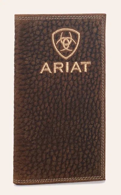 Ariat Men's Rich Latte Bullhide & Shield Logo Rodeo Wallet In Brown