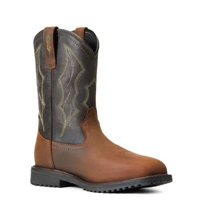 Pre-owned Ariat Men's Rigtek­™ Waterproof Brown & Black Square Toe Boots 10034156