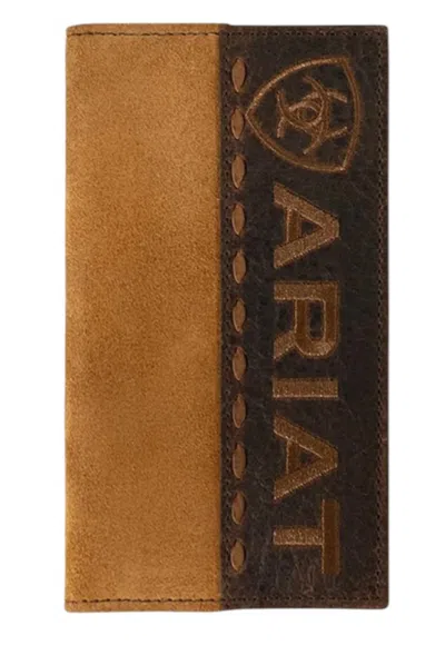 Ariat Men's Roughout Leather Rodeo Wallet In Tan In Brown