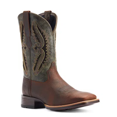 Pre-owned Ariat ® Men's Rowder Venttek™ 360° Rowdy Rust & Forest Green Western Boots 10044