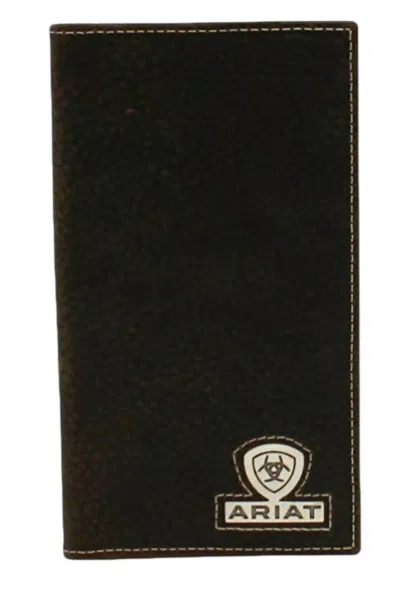 Ariat Men's Rowdy Leather Rodeo Wallet In Dark Brown In Black