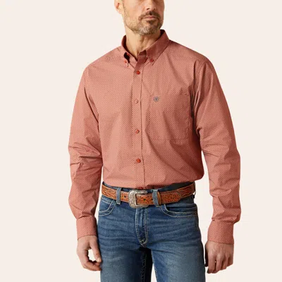 Ariat Men's Rust Geo Print Fitted Western Shirt In Brown