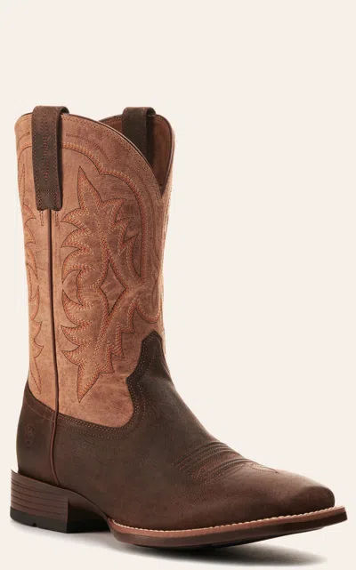 Ariat Men's Ryden Ultra Dark Roast Brown And Weathered Pebble Bantamweight Wide Square Toe Cowboy Boot