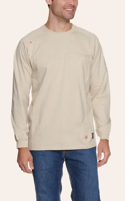Ariat Men's Sand Air Crew Long Sleeve Fr Work Shirt In Neutral