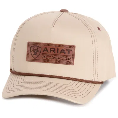 Ariat Men's Sandy Tan & Leather Logo Patch Cap In Brown
