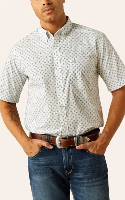 Ariat Men's Shawn Blue & White Geo Western Shirt