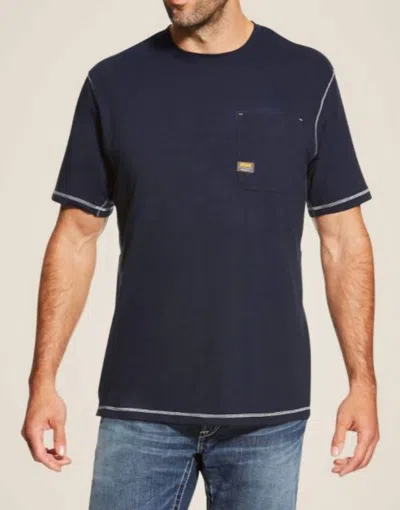 Ariat Men's Short Sleeves Crewneck T-shirt In Navy In Blue