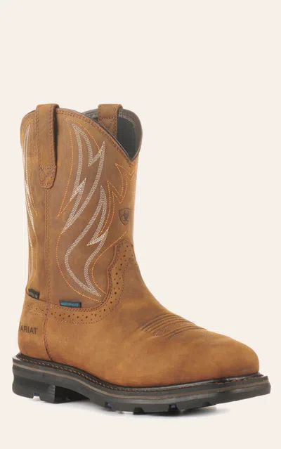 Ariat Men's Sierra Cognac Shock Shield Waterproof Steel Toe Work Boots In Multi