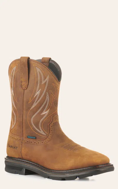 Ariat Men's Sierra Distressed Brown Shock Shield Waterproof Wide Square Toe Work Boot