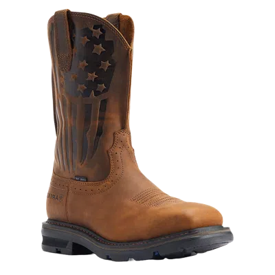 Pre-owned Ariat Men's Sierra Shock Shield Brown Steel Toe Work Boots 10044426
