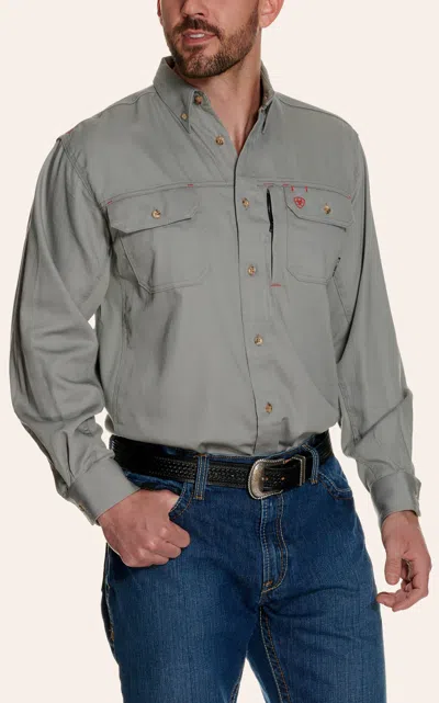 Ariat Men's Silver Fox Solid Vent Long Sleeve Fr Work Shirt In Blue