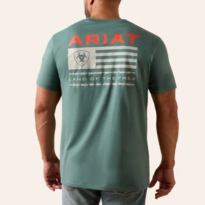 Ariat Men's Silver Pine Hidden Valley Flag Graphic T-shirt In Green