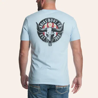 Ariat Men's Sky Blue Steer Skull Logo Graphic T-shirt